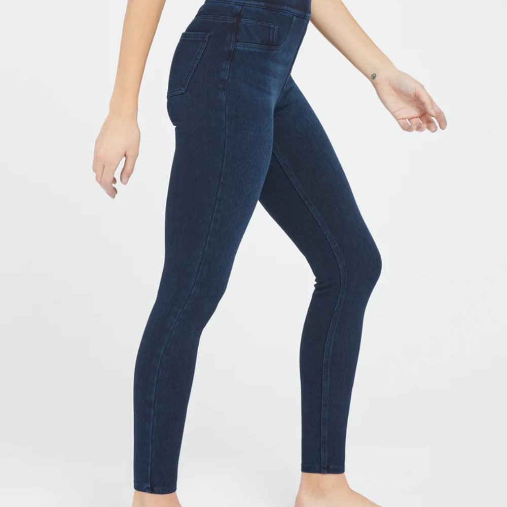 SPANX Women's Dark Blue Washed Skinny Jeggings, Jeans, Size M, Business Casual